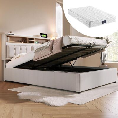 OEM Lit Double Capitonné Avec Port De Chargement Usb-c, Tête De Lit, Lit De Rangement, Cadre De Lit En Lin, Lit Enfant 160x200 Avec Sommier À Lattes (matelas Inclus), Garantie 2 Ans - Publicité OEM Lit Double Capitonné Avec Port De Chargement Usb-c, Tête De Lit, Lit De Rangement, Cadre De Lit En Lin, Lit Enfant 160x200 Avec Sommier À Lattes (matelas Inclus), Garantie 2 Ans - Publicité