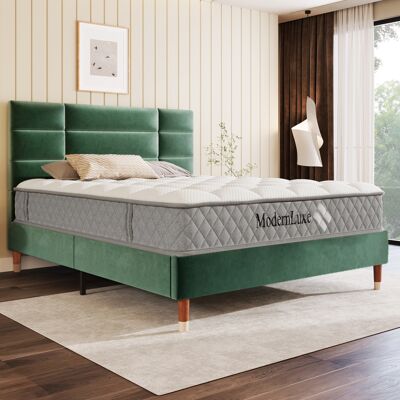ACKERMAN Lit Capitonné, Lit Double Avec Sommier À Lattes, Cadre De Lit Capitonné 140x200cm Avec Tête De Lit, En Velours Vert Foncé, Pour Adultes Et Adolescents (avec Matelas) - Publicité ACKERMAN Lit Capitonné, Lit Double Avec Sommier À Lattes, Cadre De Lit Capitonné 140x200cm Avec Tête De Lit, En Velours Vert Foncé, Pour Adultes Et Adolescents (avec Matelas) - Publicité
