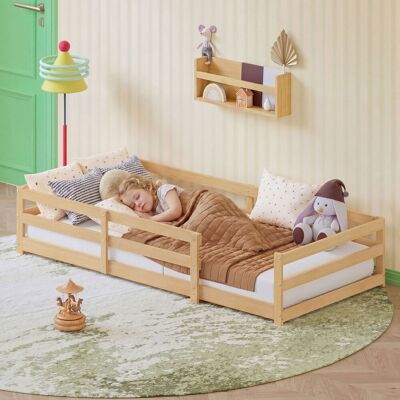 ACKERMAN Lit Montessori Au Sol Avec Bordure De Sécurité – Sans Sommier À Lattes, Lit Plat Pour Enfant En Pin, Montage Simple (90 X 200 Cm, Naturel) - Publicité ACKERMAN Lit Montessori Au Sol Avec Bordure De Sécurité – Sans Sommier À Lattes, Lit Plat Pour Enfant En Pin, Montage Simple (90 X 200 Cm, Naturel) - Publicité