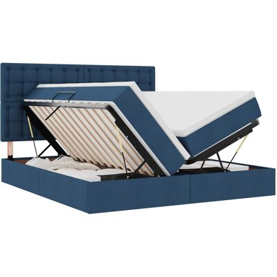 Maison Exclusive - Lit De Rangement Avec Tête De Lit Bleu 180 X 200 Cm Tissu - Publicité Maison Exclusive - Lit De Rangement Avec Tête De Lit Bleu 180 X 200 Cm Tissu - Publicité