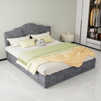 ACKERMAN Modern Minimalist Soft Bed, Comfortable And Soft Headboard, 160200cm, Gray, Multifunctional Bedroom Furniture, High Box Bed Body With Pneumatic Rod, Does Not Include Mattress. Publicité ACKERMAN Modern Minimalist Soft Bed, Comfortable And Soft Headboard, 160200cm, Gray, Multifunctional Bedroom Furniture, High Box Bed Body With Pneumatic Rod, Does Not Include Mattress. Publicité