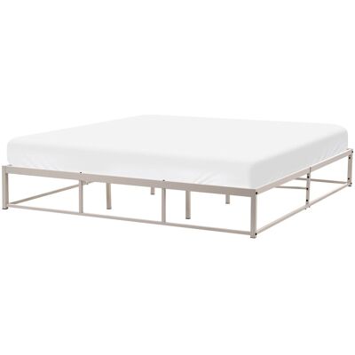 BELIANI Lit Moderne Industriel En Métal 180 X 200 Cm Lattes Intégrées Sans Tête De Lit Beige Clair Viry - Publicité BELIANI Lit Moderne Industriel En Métal 180 X 200 Cm Lattes Intégrées Sans Tête De Lit Beige Clair Viry - Publicité