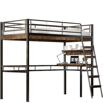 Generic Lit Mezzanine,90200cm,sans Matelas,lit Avec Bureau,étagères,balustrade,échelle,structure En Fer,noir - Publicité Generic Lit Mezzanine,90200cm,sans Matelas,lit Avec Bureau,étagères,balustrade,échelle,structure En Fer,noir - Publicité