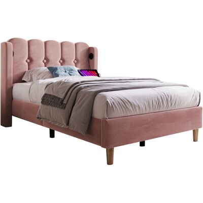 Generic Lit Simple Rembourré Avec Fonction De Charge Usb Type C,cadre De Lit Avec Sommier À Lattes,lit Rembourré En Rose,cadre De Lit 90 X 200 Cm Lit Jeune Pour Chambre Chambre D'Amis Velours - Publicité Generic Lit Simple Rembourré Avec Fonction De Charge Usb Type C,cadre De Lit Avec Sommier À Lattes,lit Rembourré En Rose,cadre De Lit 90 X 200 Cm Lit Jeune Pour Chambre Chambre D'Amis Velours - Publicité