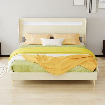 ACKERMAN Modern Minimalist Upholstered Bed With Soft Led-backlit Headboard, 160x200 Cm, Beige, Multifunctional Bedroom Furniture, Low-profile Non-storage Base (no Gas Lift), Mattress Not Included. Publicité ACKERMAN Modern Minimalist Upholstered Bed With Soft Led-backlit Headboard, 160x200 Cm, Beige, Multifunctional Bedroom Furniture, Low-profile Non-storage Base (no Gas Lift), Mattress Not Included. Publicité