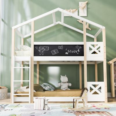 ACKERMAN Lit Cabane Pour Enfant Avec Échelle 90 X 200 Cm, Lit Mezzanine Pour Enfant – 2 Sommiers À Lattes – Naturel Et Blanc - Publicité ACKERMAN Lit Cabane Pour Enfant Avec Échelle 90 X 200 Cm, Lit Mezzanine Pour Enfant – 2 Sommiers À Lattes – Naturel Et Blanc - Publicité