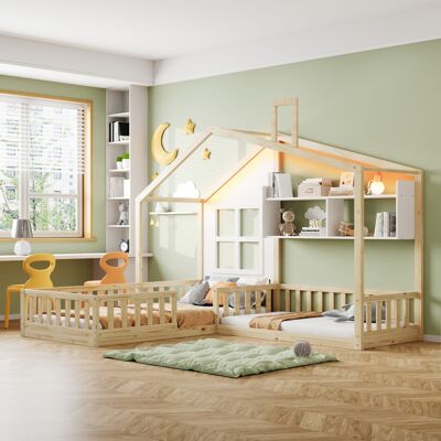 ACKERMAN Lit D'Enfant 90x200 Cm (140x70 Cm) Avec Fenêtre Et Étagères, Bandeau Led, Caisse En Bois Massif Avec Grille De Sécurité Et Sommier À Lattes, Couleur Bois, Ancienne Réf Ldb00288aan - Publicité ACKERMAN Lit D'Enfant 90x200 Cm (140x70 Cm) Avec Fenêtre Et Étagères, Bandeau Led, Caisse En Bois Massif Avec Grille De Sécurité Et Sommier À Lattes, Couleur Bois, Ancienne Réf Ldb00288aan - Publicité