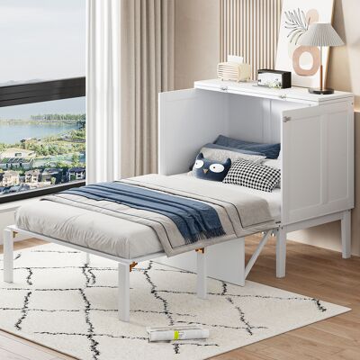 ACKERMAN Lit Armoire 90x200 Cm, Lit Escamotable Avec Sommier À Lattes, Lit Pliant Mural, Lit Armoire Vertical Avec Sommier À Lattes, Lit Junior, Blanc - Publicité ACKERMAN Lit Armoire 90x200 Cm, Lit Escamotable Avec Sommier À Lattes, Lit Pliant Mural, Lit Armoire Vertical Avec Sommier À Lattes, Lit Junior, Blanc - Publicité