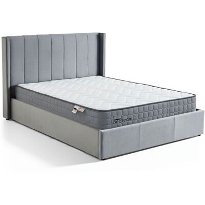 MENZZO Pack Lit-coffre Magorial + Matelas Bedream 160x200cm Velours Gris - Publicité MENZZO Pack Lit-coffre Magorial + Matelas Bedream 160x200cm Velours Gris - Publicité