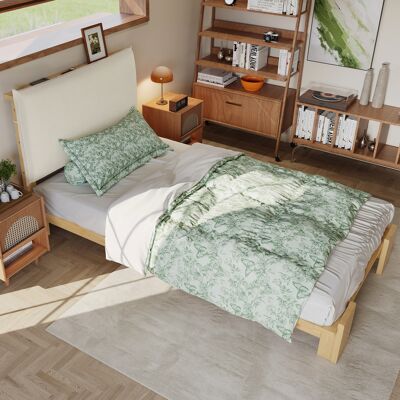 LEMONBEST Lit Enfant Simple 90x200 Cm Lit Rembourré Avec Dosseret Velcro, Sommier À Lattes Et Pieds Larges - Pin Et Contreplaqué - Naturel - Publicité LEMONBEST Lit Enfant Simple 90x200 Cm Lit Rembourré Avec Dosseret Velcro, Sommier À Lattes Et Pieds Larges - Pin Et Contreplaqué - Naturel - Publicité