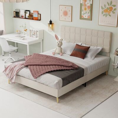 OEM Lit Moderne En Tissu Beige Foncé Avec Tête De Lit Souple À Carreaux Clairs, Idéal Pour Une Petite Chambre Parentale Ou Une Chambre D'Amis. Dimensions Du Matelas : 160 Cm × 200 Cm. Couleur : Beige. Publicité OEM Lit Moderne En Tissu Beige Foncé Avec Tête De Lit Souple À Carreaux Clairs, Idéal Pour Une Petite Chambre Parentale Ou Une Chambre D'Amis. Dimensions Du Matelas : 160 Cm × 200 Cm. Couleur : Beige. Publicité