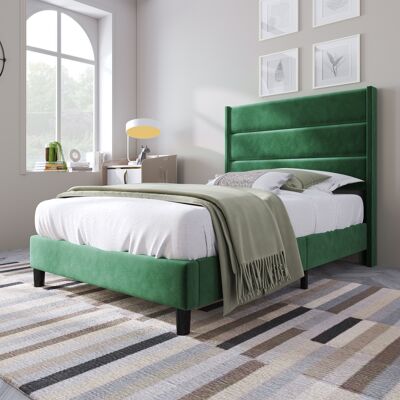 LEMONBEST Lit Simple Rembourré 90x200 Cm Lit Ado Enfant Avec Tête De Lit Rembourrée, Sommier À Lattes Pour Chambre - Velours - Vert Foncé - Publicité LEMONBEST Lit Simple Rembourré 90x200 Cm Lit Ado Enfant Avec Tête De Lit Rembourrée, Sommier À Lattes Pour Chambre - Velours - Vert Foncé - Publicité