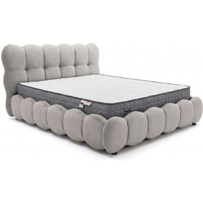 MENZZO Pack Lit-coffre Design Boule Bilbola + Matelas Bedream 160x200cm Velours Gris - Publicité MENZZO Pack Lit-coffre Design Boule Bilbola + Matelas Bedream 160x200cm Velours Gris - Publicité