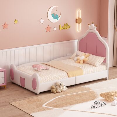 ACKERMAN Lit Capitonné D'Enfant 90200 Cm, Tête De Lit Avec Bordure En Guirlande, Lattes Décoratives Enfantines Au Dossier Et Pied De Lit, Design Patchwork Bicolore, Simili Cuir, Blanc - Publicité ACKERMAN Lit Capitonné D'Enfant 90200 Cm, Tête De Lit Avec Bordure En Guirlande, Lattes Décoratives Enfantines Au Dossier Et Pied De Lit, Design Patchwork Bicolore, Simili Cuir, Blanc - Publicité