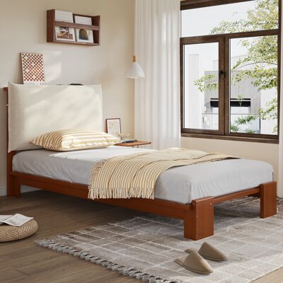 ALLAUVE Sommier Lattes Robuste Enfant 90x200cm, Lit Capitonné Brun Foncé Pin Mousse Contreplaqué, Dossier Scratch Large Pieds - Publicité ALLAUVE Sommier Lattes Robuste Enfant 90x200cm, Lit Capitonné Brun Foncé Pin Mousse Contreplaqué, Dossier Scratch Large Pieds - Publicité