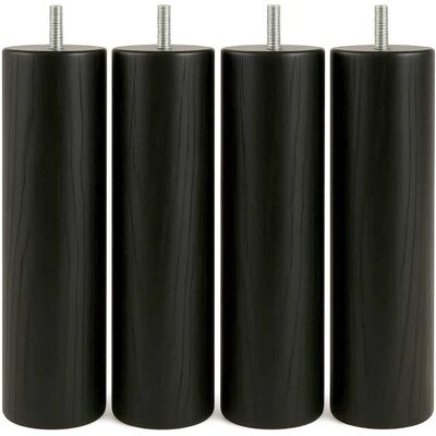 RYTTGOP Lot De 4 - Pied De Lit - Sommier - Bois Massif Hêtre - Filetage M8 - Support Lourd - Intérieur - Noir - 25x6 Cm - Publicité RYTTGOP Lot De 4 - Pied De Lit - Sommier - Bois Massif Hêtre - Filetage M8 - Support Lourd - Intérieur - Noir - 25x6 Cm - Publicité