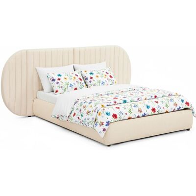 MENZZO Lit Coffre-complet Avec Tête De Lit Modulable Cocon 140x200cm Tissu Beige - Publicité MENZZO Lit Coffre-complet Avec Tête De Lit Modulable Cocon 140x200cm Tissu Beige - Publicité