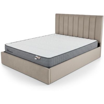 MENZZO Pack Lit-coffre Songe + Matelas Bedream 160x200cm Velours Taupe - Publicité MENZZO Pack Lit-coffre Songe + Matelas Bedream 160x200cm Velours Taupe - Publicité