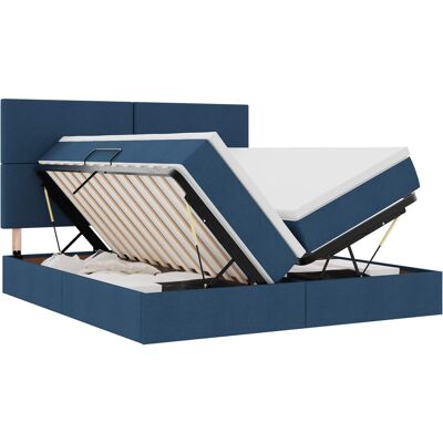 Maison Exclusive - Lit De Rangement Avec Tête De Lit Bleu 200 X 200 Cm Tissu - Publicité Maison Exclusive - Lit De Rangement Avec Tête De Lit Bleu 200 X 200 Cm Tissu - Publicité