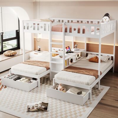 ARRIGONI Lit Mezzanine Avec Échelle, Espace De Rangement Et Deux Tiroirs, Barrière De Sécurité Au Design Étoile Et Lune, Lit Supérieur 140×200 Cm, Lit Inférieur 90×200 Cm, Cadre De Lit En Bois Massif, Lit Supe - Publicité ARRIGONI Lit Mezzanine Avec Échelle, Espace De Rangement Et Deux Tiroirs, Barrière De Sécurité Au Design Étoile Et Lune, Lit Supérieur 140×200 Cm, Lit Inférieur 90×200 Cm, Cadre De Lit En Bois Massif, Lit Supe - Publicité