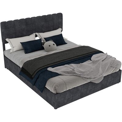 ARRIGONI Lit Rembourré Moderne Et Minimaliste Avec Tête De Lit Douce Et Confortable, 160x200 Cm, Gris, Meuble De Chambre Multifonctionnel, Base De Rangement Haute Avec Mécanisme À Vérins À Gaz, Matelas Non Inc - Publicité ARRIGONI Lit Rembourré Moderne Et Minimaliste Avec Tête De Lit Douce Et Confortable, 160x200 Cm, Gris, Meuble De Chambre Multifonctionnel, Base De Rangement Haute Avec Mécanisme À Vérins À Gaz, Matelas Non Inc - Publicité