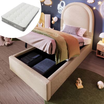 ACKERMAN Lit Enfant Capitonné, Lit Simple À Motif Cosmique, 90 X 200 Cm, Beige, Pu Pour Garçons Et Filles (avec Matelas) - Publicité ACKERMAN Lit Enfant Capitonné, Lit Simple À Motif Cosmique, 90 X 200 Cm, Beige, Pu Pour Garçons Et Filles (avec Matelas) - Publicité