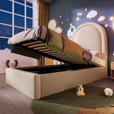 ACKERMAN Lit Enfant Capitonné, Lit Simple À Motif Cosmique, 90 X 200 Cm, Beige, Pu Pour Garçons Et Filles (sans Matelas) - Publicité ACKERMAN Lit Enfant Capitonné, Lit Simple À Motif Cosmique, 90 X 200 Cm, Beige, Pu Pour Garçons Et Filles (sans Matelas) - Publicité