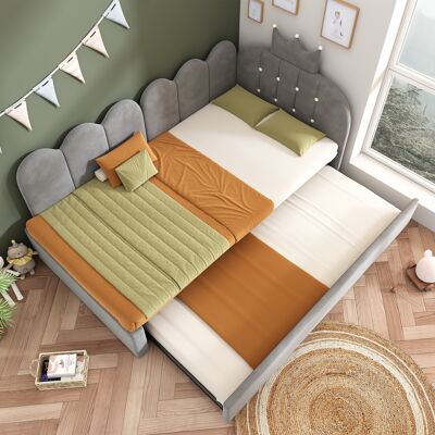 ACKERMAN Canapé-lit Gigogne 90 X 200 Cm, Lit D'Appoint Simple 90 X 190 Cm, Forme En L, Velours Gris, Motif À Croisillons, Design Mignon Et Élégant, Gain De Place Pour Chambres D'Enfants Ou Chambres D'Amis, Mat - Publicité ACKERMAN Canapé-lit Gigogne 90 X 200 Cm, Lit D'Appoint Simple 90 X 190 Cm, Forme En L, Velours Gris, Motif À Croisillons, Design Mignon Et Élégant, Gain De Place Pour Chambres D'Enfants Ou Chambres D'Amis, Mat - Publicité