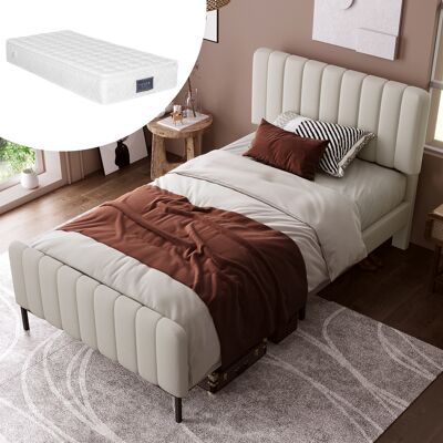 ACKERMAN Lit Simple Capitonné 90 X 200 Cm, Cadre De Lit Avec Sommier À Lattes Et Tête De Lit Réglable, Lit Capitonné Gris-beige, Cadre De Lit Pour Chambre D'Enfant Ou Chambre D'Amis - Revêtement En Lin (avec M - Publicité ACKERMAN Lit Simple Capitonné 90 X 200 Cm, Cadre De Lit Avec Sommier À Lattes Et Tête De Lit Réglable, Lit Capitonné Gris-beige, Cadre De Lit Pour Chambre D'Enfant Ou Chambre D'Amis - Revêtement En Lin (avec M - Publicité