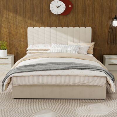ARRIGONI Lit Rembourré Minimaliste Moderne, 140 X 200 Cm, Beige, Meuble De Chambre Multifonction Avec Tête De Lit Douce Et Confortable, Base De Rangement Haute Avec Mécanisme De Levage À Gaz, Matelas Non Inclu - Publicité ARRIGONI Lit Rembourré Minimaliste Moderne, 140 X 200 Cm, Beige, Meuble De Chambre Multifonction Avec Tête De Lit Douce Et Confortable, Base De Rangement Haute Avec Mécanisme De Levage À Gaz, Matelas Non Inclu - Publicité