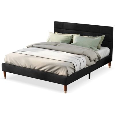 Generic Lit Tapissé,lit Double Avec Sommier À Lattes,140x200cm,cadre De Lit Tapissé Avec Tête De Lit,en Lin Noir,pour Adultes Et Adolescents (matelas Non Inclus) - Publicité Generic Lit Tapissé,lit Double Avec Sommier À Lattes,140x200cm,cadre De Lit Tapissé Avec Tête De Lit,en Lin Noir,pour Adultes Et Adolescents (matelas Non Inclus) - Publicité