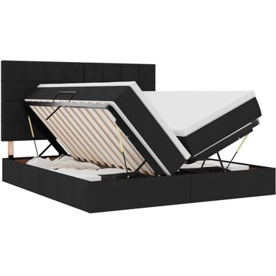 Maison Exclusive - Lit De Rangement Avec Tête De Lit Noir 200 X 200 Cm Tissu - Publicité Maison Exclusive - Lit De Rangement Avec Tête De Lit Noir 200 X 200 Cm Tissu - Publicité