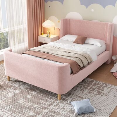 ACKERMAN Lit Enfant Capitonné, Lit Simple, Lit Traîneau À Motif Cosmique, 90 X 200 Cm, Pour Garçons Et Filles, Rose, Velours (sans Matelas) - Publicité ACKERMAN Lit Enfant Capitonné, Lit Simple, Lit Traîneau À Motif Cosmique, 90 X 200 Cm, Pour Garçons Et Filles, Rose, Velours (sans Matelas) - Publicité
