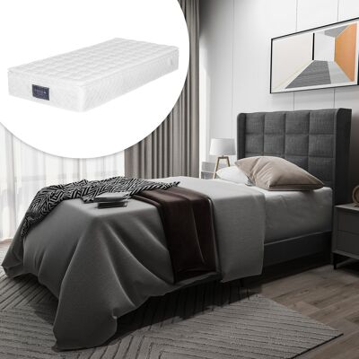 ACKERMAN Lit Capitonné Avec Tête De Lit Capitonnée, Lit Simple À Sommier À Lattes, 90x200cm, En Lin Gris, Fermeté Moyenne (avec Matelas À Ressorts) - Publicité ACKERMAN Lit Capitonné Avec Tête De Lit Capitonnée, Lit Simple À Sommier À Lattes, 90x200cm, En Lin Gris, Fermeté Moyenne (avec Matelas À Ressorts) - Publicité