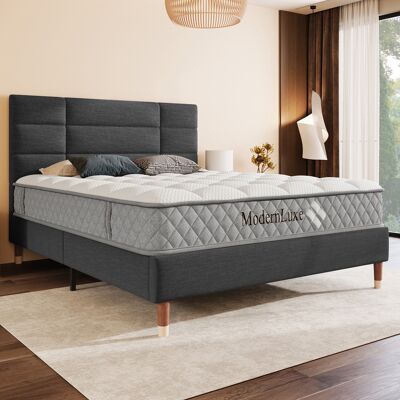 ACKERMAN Lit Capitonné, Lit Double Avec Sommier À Lattes, Cadre De Lit Capitonné 140x200cm Avec Tête De Lit, En Lin Gris Foncé, Pour Adultes Et Adolescents (avec Matelas) - Publicité ACKERMAN Lit Capitonné, Lit Double Avec Sommier À Lattes, Cadre De Lit Capitonné 140x200cm Avec Tête De Lit, En Lin Gris Foncé, Pour Adultes Et Adolescents (avec Matelas) - Publicité