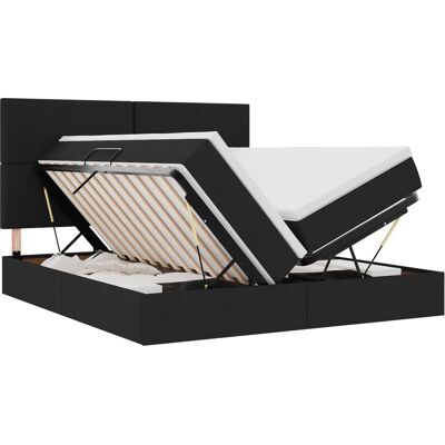 Maison Exclusive - Lit De Rangement Avec Tête De Lit Noir 180 X 200 Cm Tissu - Publicité Maison Exclusive - Lit De Rangement Avec Tête De Lit Noir 180 X 200 Cm Tissu - Publicité
