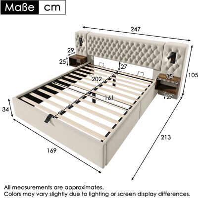 MIDUODUO Ensemble Chambre Complet,lit Rembourré Hydraulique 160×200cm,2 Chevets,lumière Lecture Usb,beige Velours Sans Matelas - Publicité MIDUODUO Ensemble Chambre Complet,lit Rembourré Hydraulique 160×200cm,2 Chevets,lumière Lecture Usb,beige Velours Sans Matelas - Publicité