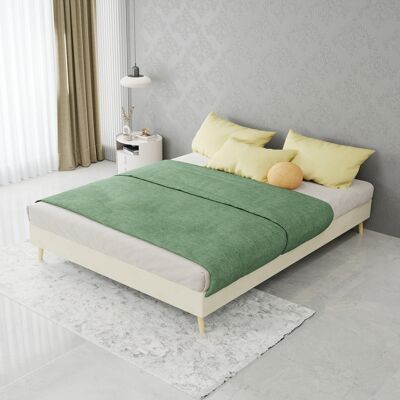 ACKERMAN Modern Minimalist Bed Frame, 140x200 Cm, Beige, Dutch Velvet Fabric, Low-profile Base, Modern Style Bedroom Furniture. Excludes Gas Lift Mechanism, Headboard, And Mattress. Publicité ACKERMAN Modern Minimalist Bed Frame, 140x200 Cm, Beige, Dutch Velvet Fabric, Low-profile Base, Modern Style Bedroom Furniture. Excludes Gas Lift Mechanism, Headboard, And Mattress. Publicité
