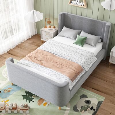 ACKERMAN Lit Enfant Capitonné, Lit Simple, Lit Traîneau À Motif Cosmique, 90 X 200 Cm, Pour Garçons Et Filles, Gris, Velours (sans Matelas) - Publicité ACKERMAN Lit Enfant Capitonné, Lit Simple, Lit Traîneau À Motif Cosmique, 90 X 200 Cm, Pour Garçons Et Filles, Gris, Velours (sans Matelas) - Publicité