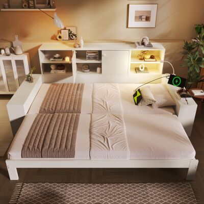 XISRENS Lit Coffre 90x200 Cm Blanc – Lit De Jour Avec Lit Gigogne, Lit En Bois Avec Double Porte Et Ports Usb/usb-c – Lit Double Gain De Place Et Lit Enfant (sans Matelas) - Publicité XISRENS Lit Coffre 90x200 Cm Blanc – Lit De Jour Avec Lit Gigogne, Lit En Bois Avec Double Porte Et Ports Usb/usb-c – Lit Double Gain De Place Et Lit Enfant (sans Matelas) - Publicité