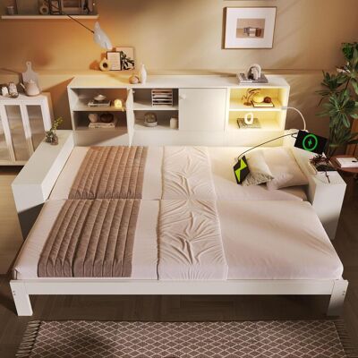 OEM Lit Coffre 90x200 Cm Blanc – Lit De Jour Avec Lit Gigogne, Lit En Bois Avec Double Porte Et Ports Usb/usb-c – Lit Double Gain De Place Et Lit Enfant (sans Matelas) - Publicité OEM Lit Coffre 90x200 Cm Blanc – Lit De Jour Avec Lit Gigogne, Lit En Bois Avec Double Porte Et Ports Usb/usb-c – Lit Double Gain De Place Et Lit Enfant (sans Matelas) - Publicité