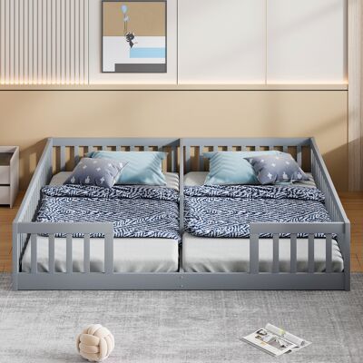 ACKERMAN Lit À Panneaux, 90 X 200 Cm, Lit D'Enfant Avec Barreaux, Sans Sommier À Lattes (sans Matelas), Pour Familles Avec Deux Enfants, Bois De Pin, Style Minimaliste, Gris - Publicité ACKERMAN Lit À Panneaux, 90 X 200 Cm, Lit D'Enfant Avec Barreaux, Sans Sommier À Lattes (sans Matelas), Pour Familles Avec Deux Enfants, Bois De Pin, Style Minimaliste, Gris - Publicité