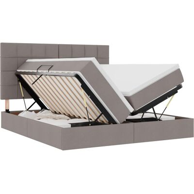 Maison Exclusive - Lit De Rangement Avec Tête De Lit Taupe 180 X 200 Cm Tissu - Publicité Maison Exclusive - Lit De Rangement Avec Tête De Lit Taupe 180 X 200 Cm Tissu - Publicité