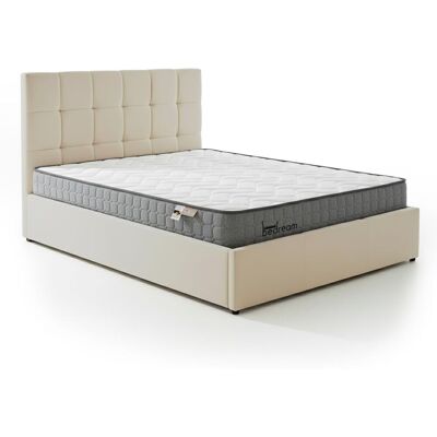 MENZZO Pack Lit-coffre Luftani + Matelas Bedream 140x190cm Velours Beige - Publicité MENZZO Pack Lit-coffre Luftani + Matelas Bedream 140x190cm Velours Beige - Publicité