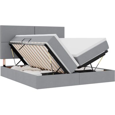 Maison Exclusive - Lit De Rangement Avec Tête De Lit Gris Clair 180 X 200 Cm Tissu - Publicité Maison Exclusive - Lit De Rangement Avec Tête De Lit Gris Clair 180 X 200 Cm Tissu - Publicité