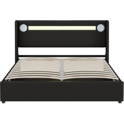 Generic Lit Rembourré 160x200 Avec Barre Lumineuse Led,lecteur Bluetooth Et Chargement Usb,lit Coffre En Cuir Pu,lit Mezzanine Coffre,lit Double Avec Sommier À Lattes Noir - Publicité Generic Lit Rembourré 160x200 Avec Barre Lumineuse Led,lecteur Bluetooth Et Chargement Usb,lit Coffre En Cuir Pu,lit Mezzanine Coffre,lit Double Avec Sommier À Lattes Noir - Publicité