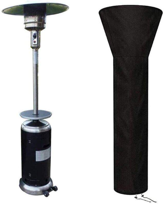 【Matériau Imperméable】 Fabriqué en tissu Oxford 210D, ce parasol chauffant est imperméable, coupe-vent, indéchirable et résistant à la décoloration. Il protège efficacement vos meubles des rayons du soleil, de la pluie, de la neige et des intempéries. 【Revêtement Anti-UV】 Tissu Oxford noir 210D sur la couche extérieure et revêtement argenté sur la couche intérieure. Renforce la résistance aux rayons UV. Après des tests répétés, ce parasol chauffant, fabriqué dans un matériau imperméable hautement performant, ralentit le vieillissement des meubles et prolonge leur durée de vie. 【Cordon De Serrage Coupe-Vent】 Le dessous du parasol chauffant est équipé d'un cordon réglable pour garantir que le parasol chauffant reste bien en place et ne soit pas emporté par le vent. Flexible et facile à utiliser. 【Nettoyage Et Rangement Faciles】 Rincez simplement le parasol chauffant au jet d'eau et séchez-le au soleil. De plus, cette Housse de Chauffage de Jardin Extérieur peut être facilement pliée image