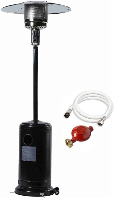 DESCRIPTION GÉNÉRALE Le Parasol chauffant Sun Classic Noir est puissant et peut chauffer un espace jusqu'à 15 m². Son design moderne et sa couleur noire s'intègrent facilement dans votre jardin ou sur votre terrasse. Il offre une chaleur douce et immédiate, idéale pour profiter de vos extérieurs tout au long de l'année. SPÉCIFICATIONS TECHNIQUES Type d'énergie : Gaz Type de gaz : Butane ou Propane (Propane recommandé) Consommation : Butane 945 g/h - Propane 929 g/h Autonomie : Jusqu'à 35 heures (bouteille de 13 kg) Système d'allumage : Pièzo Sécurité : Double système Thermocouple et Anti basculement Matière : Structure en acier Accessoires fournis : Tuyau et détendeur fournis Poids : 19 kg Dimensions : 81 x 81 x 224 cm À monter soi-même : Montage facile (notice incluse) AVANTAGES Production de chaleur optimale jusqu'à 15 m² Réglage facile de la puissance de 5 à 13 kW Brûleurs en inox et large réflecteur pour une chaleur uniforme Design moderne et couleur noire élégante Facile à image