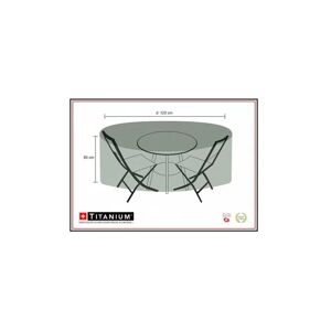 TITANIUM Housse de protection pour table ronde + chaises 120 x 120 x 85 cm - Noir