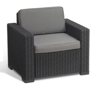 Allibert - kit 2 fauteuils California en re'sine graphite effet polyrotin 83x68x72 cm avec coussins pour jardin exte'rieur - Publicité